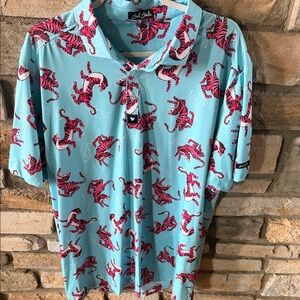 Bad Birdie Aqua and Pink Tiger Polo